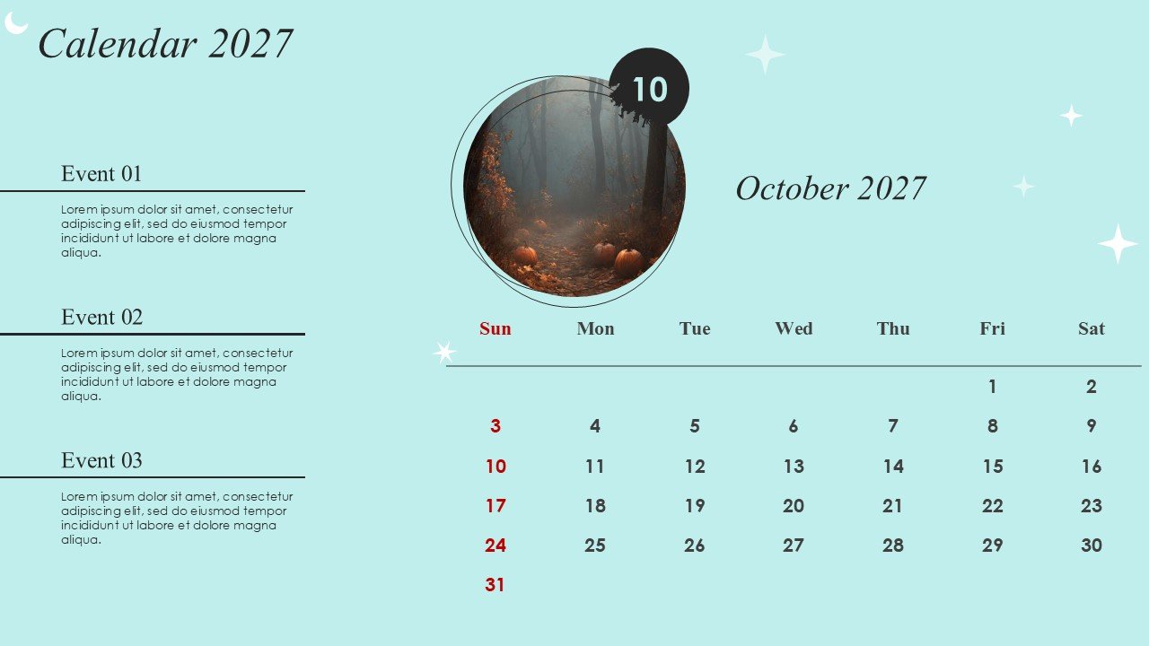 Monthly Event Planning Circular Calender 2027 PowerPoint Infographics