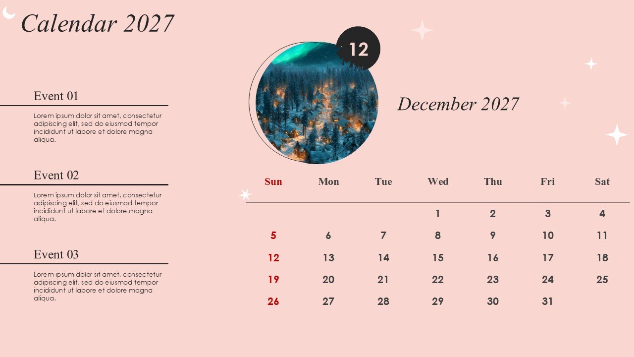 Monthly Event Planning Circular Calender 2027 PowerPoint Infographics