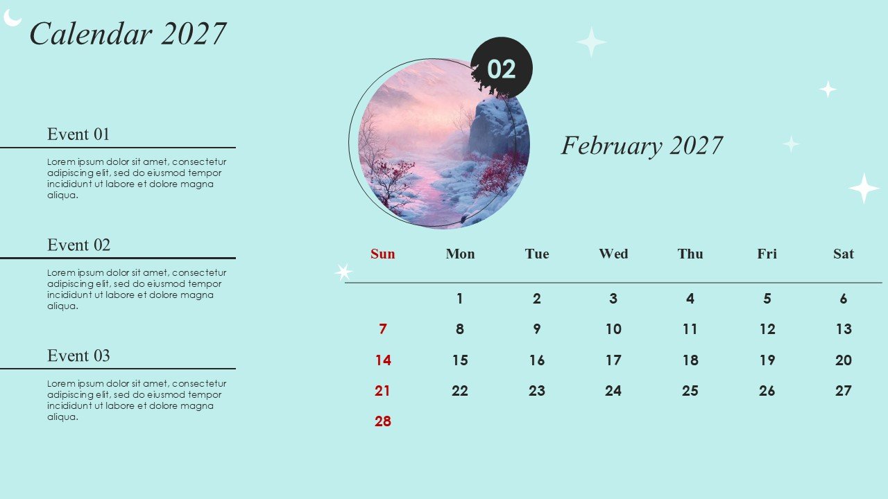 Monthly Event Planning Circular Calender 2027 PowerPoint Infographics