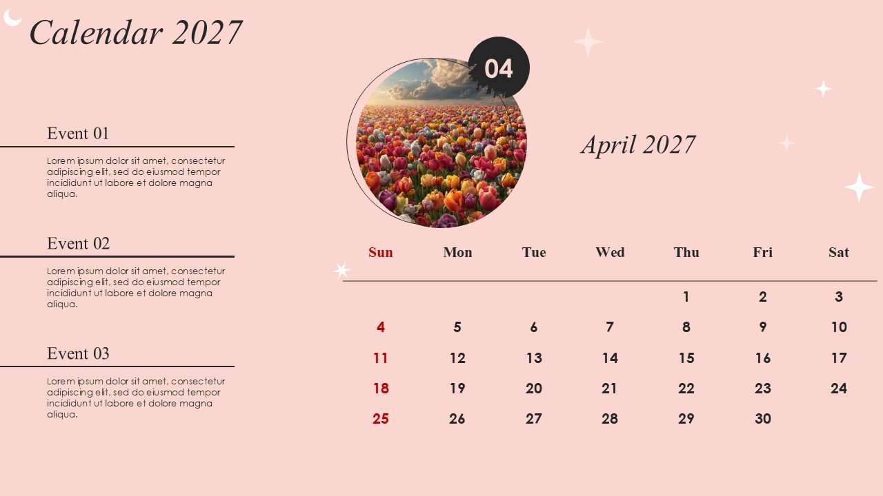 Monthly Event Planning Circular Calender 2027 PowerPoint Infographics