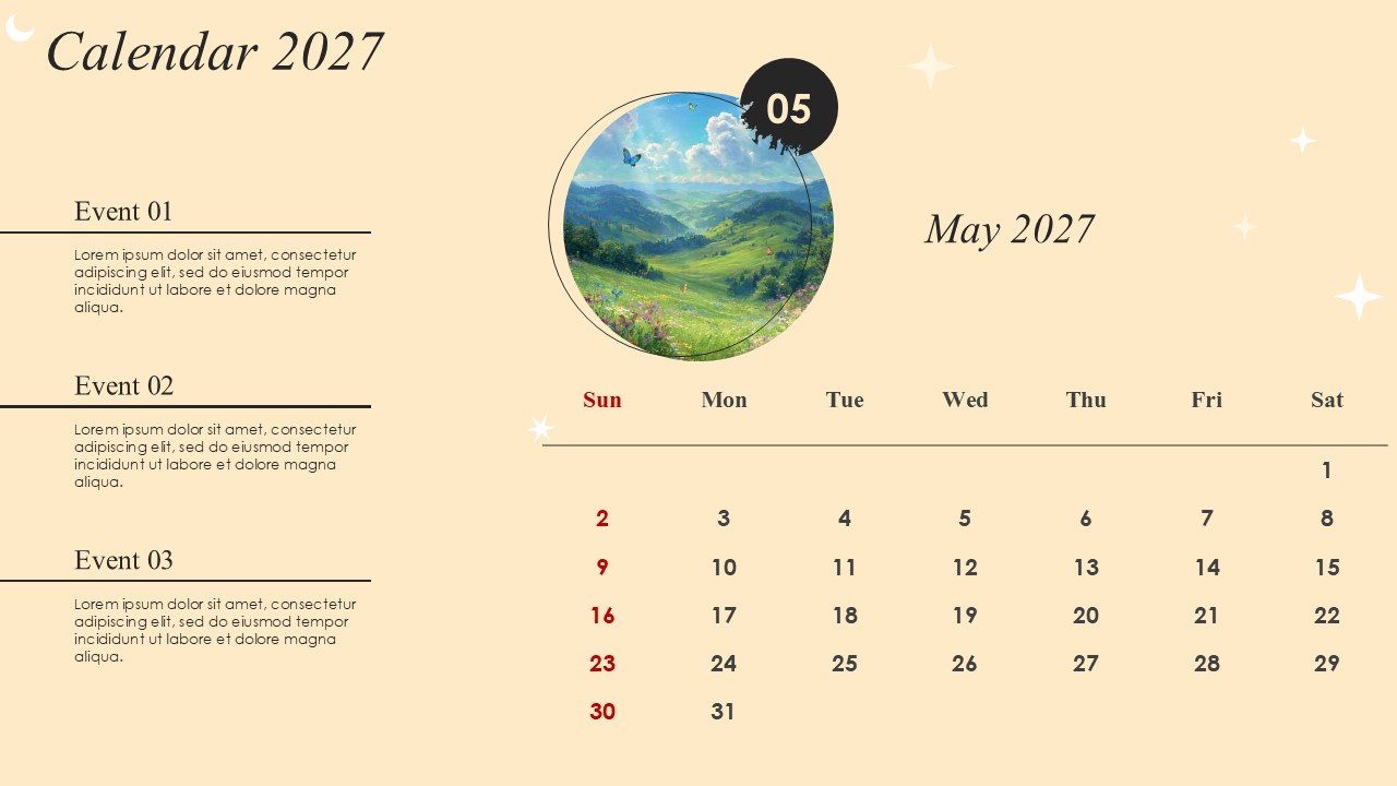 Monthly Event Planning Circular Calender 2027 PowerPoint Infographics
