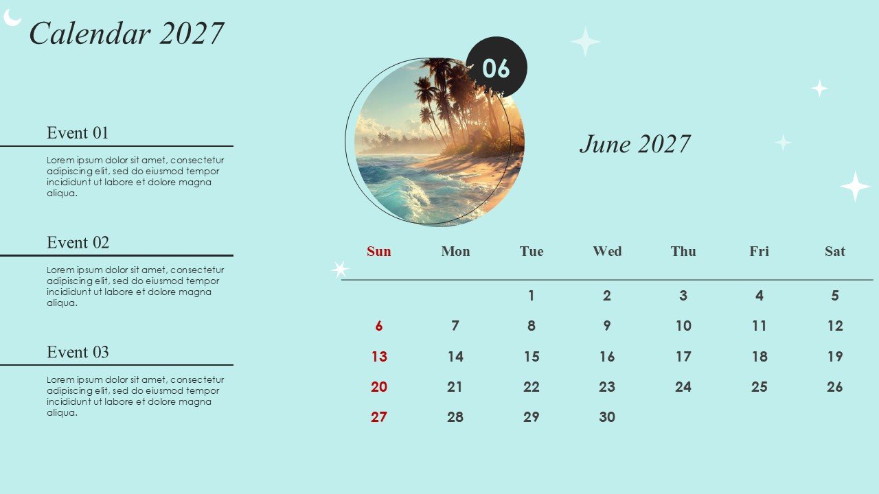 Monthly Event Planning Circular Calender 2027 PowerPoint Infographics