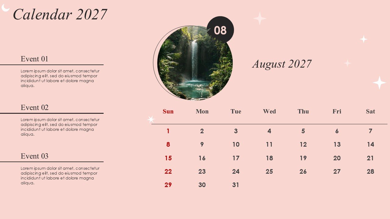 Monthly Event Planning Circular Calender 2027 PowerPoint Infographics