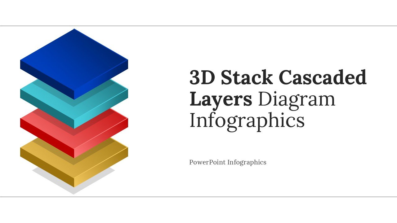 3D Stack Cascaded Layers Diagram Infographics PPT and Google Slides