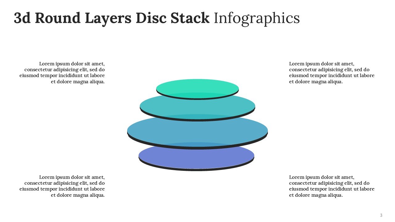 3d Round Layers Disc Stack Infographics PPT and Google Slides