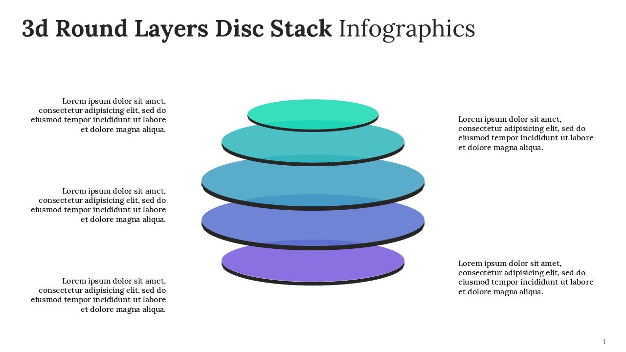 3d Round Layers Disc Stack Infographics PPT and Google Slides
