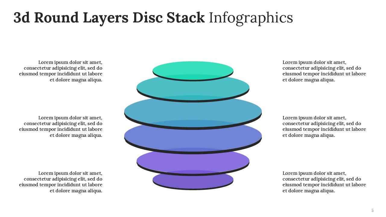 3d Round Layers Disc Stack Infographics PPT and Google Slides