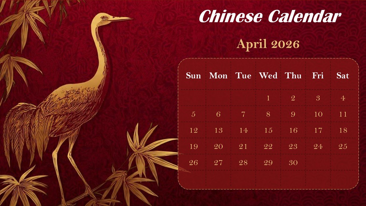 Chinese Monthly Calendar 2026 PowerPoint Infographics