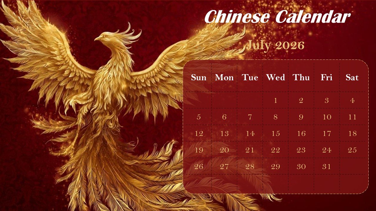 Chinese Monthly Calendar 2026 PowerPoint Infographics