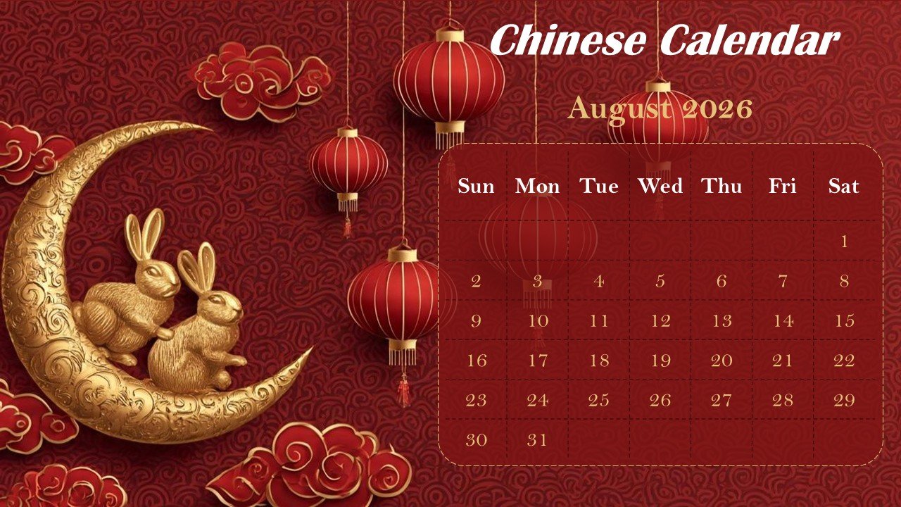 Chinese Monthly Calendar 2026 PowerPoint Infographics