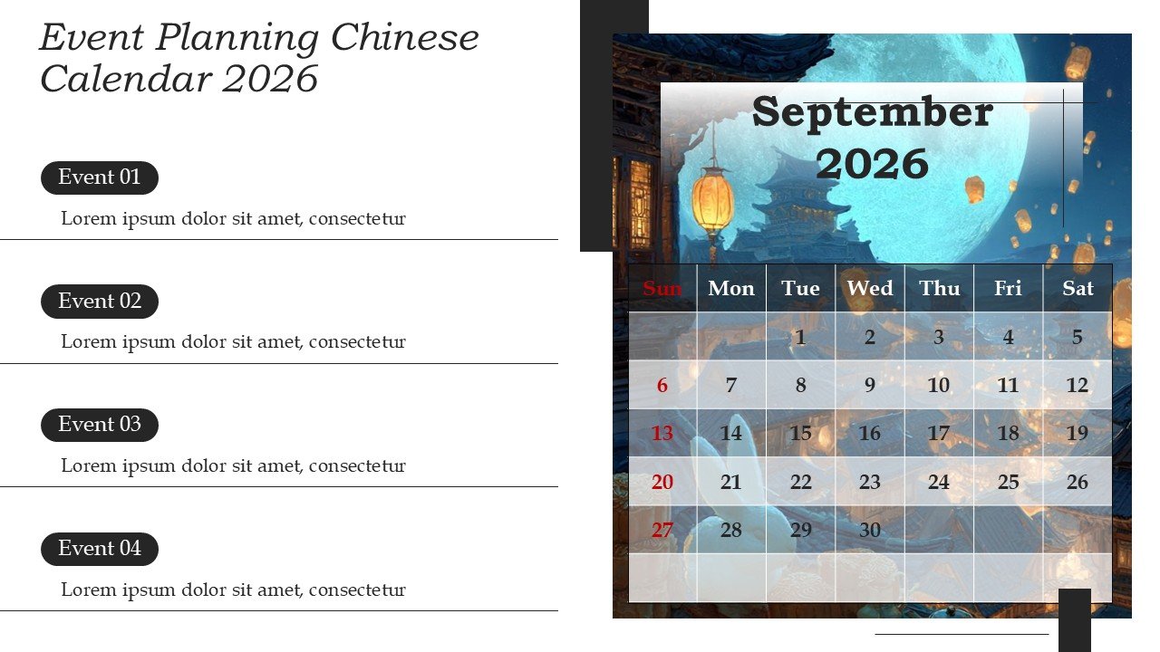 Chinese New Year 2026 Calendar Monthly Event Planning PowerPoint and Google Slides