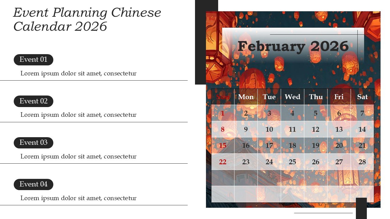 Chinese New Year 2026 Calendar Monthly Event Planning PowerPoint and Google Slides