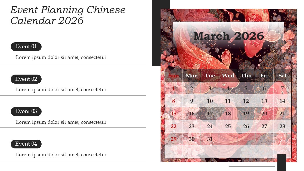 Chinese New Year 2026 Calendar Monthly Event Planning PowerPoint and Google Slides