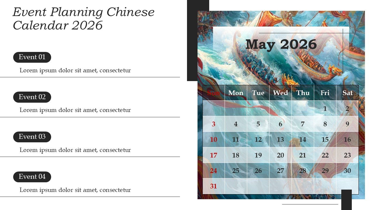 Chinese New Year 2026 Calendar Monthly Event Planning PowerPoint and Google Slides