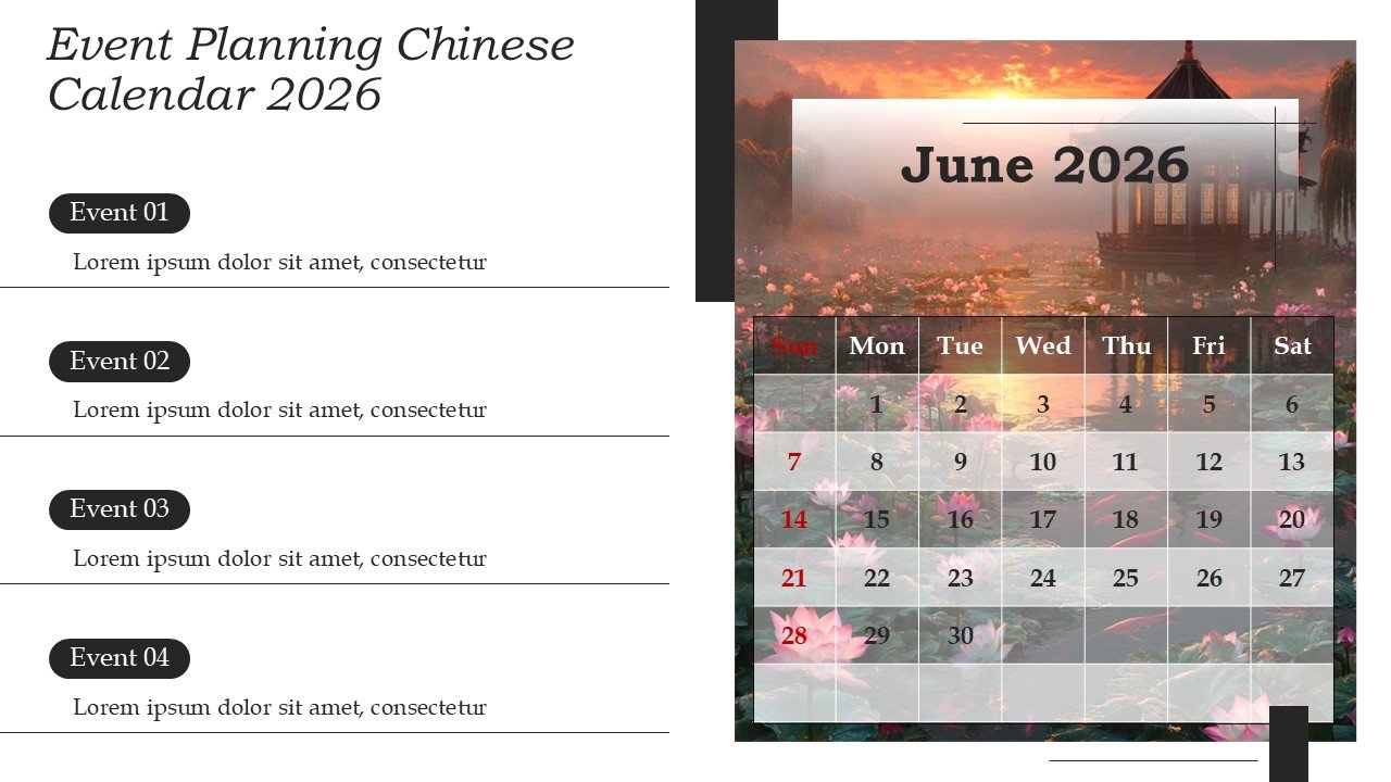 Chinese New Year 2026 Calendar Monthly Event Planning PowerPoint and Google Slides