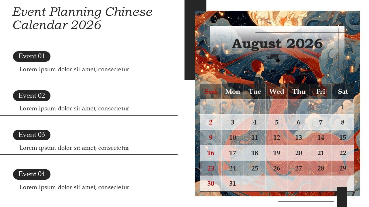 Chinese New Year 2026 Calendar Monthly Event Planning PowerPoint and Google Slides