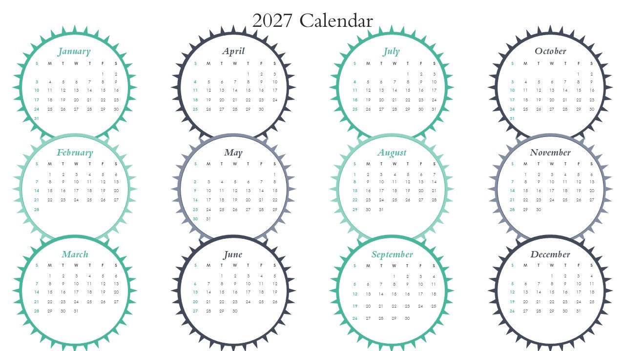Editable 365 Days Calendar 2027 Planner PPT Template and Google Slides