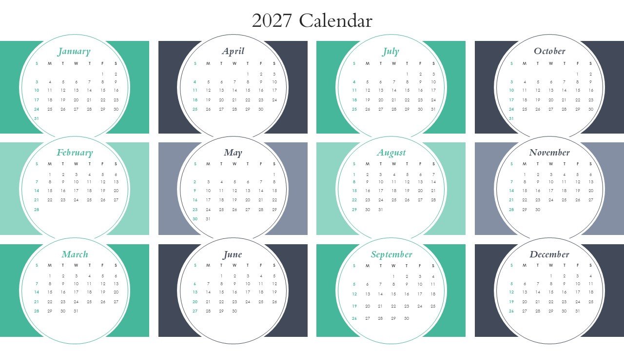 Editable 365 Days Calendar 2027 Planner PPT Template and Google Slides