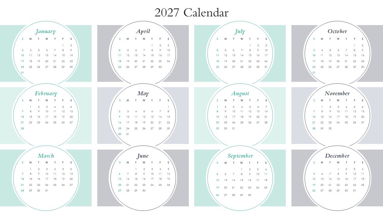 Editable 365 Days Calendar 2027 Planner PPT Template and Google Slides