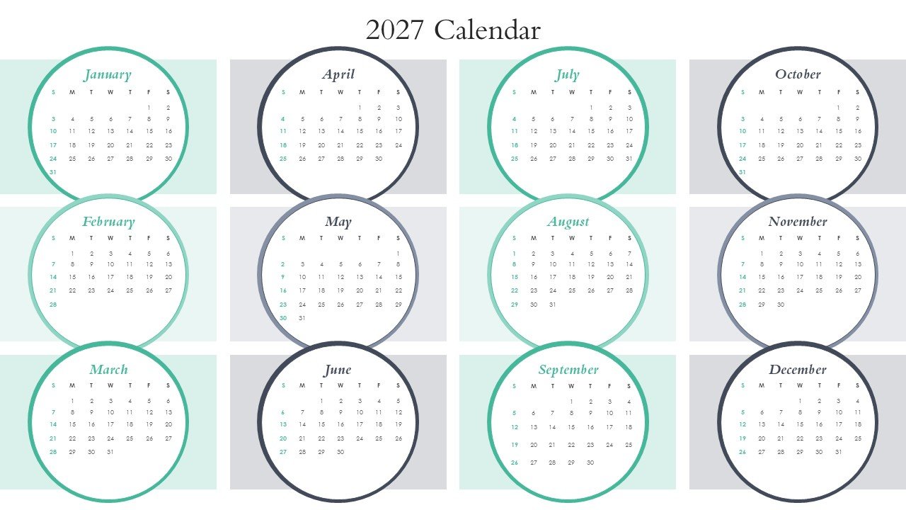 Editable 365 Days Calendar 2027 Planner PPT Template and Google Slides
