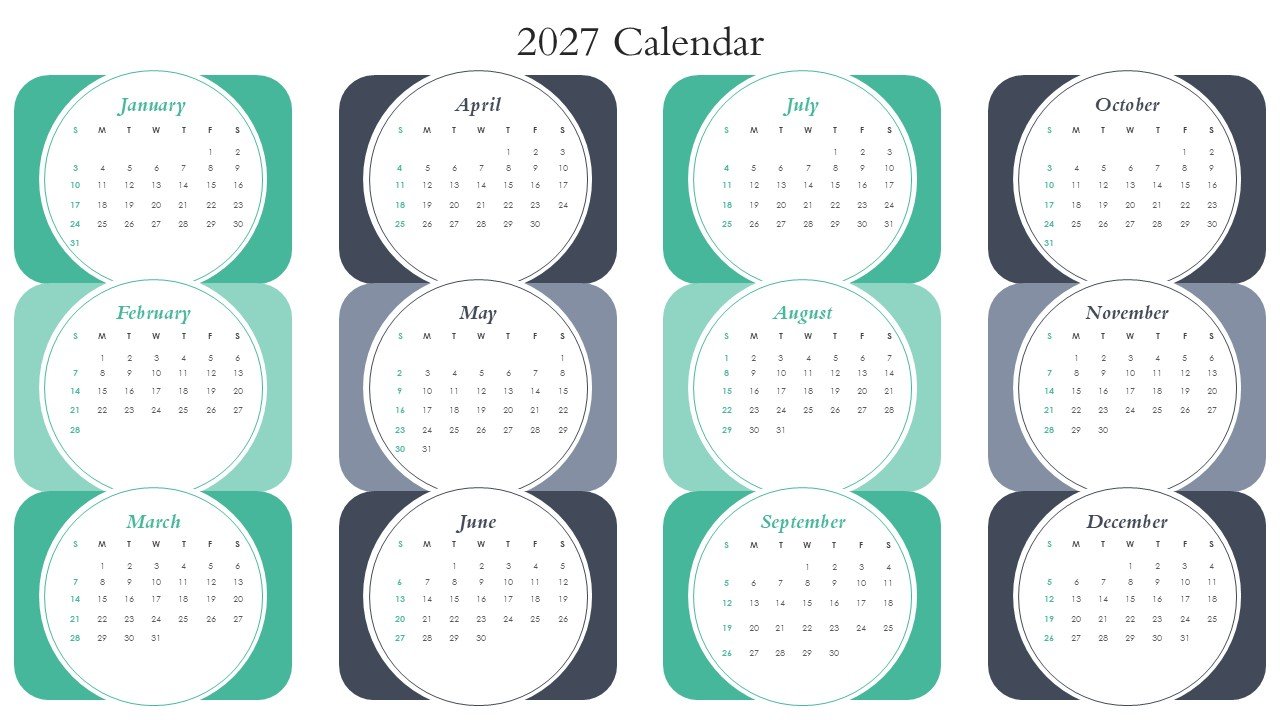 Editable 365 Days Calendar 2027 Planner PPT Template and Google Slides