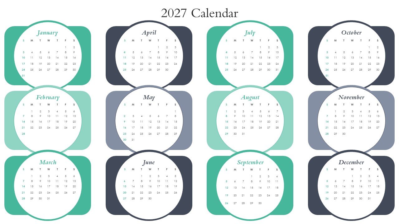 Editable 365 Days Calendar 2027 Planner PPT Template and Google Slides