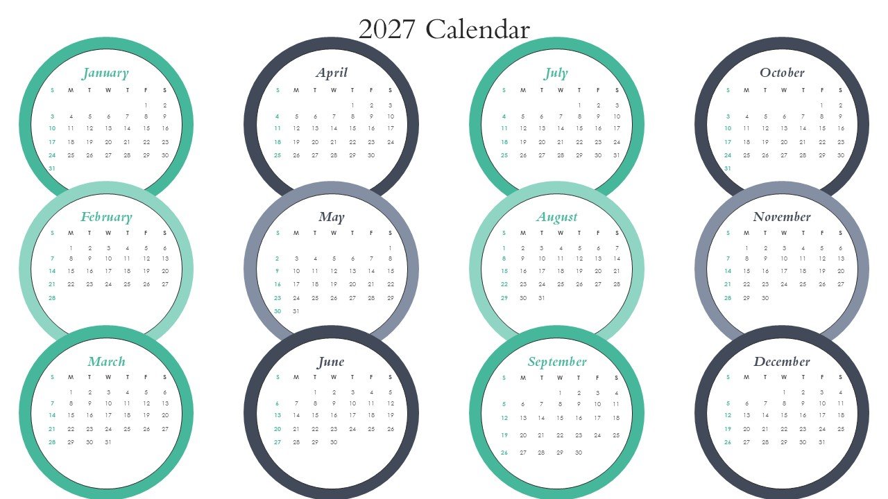 Editable 365 Days Calendar 2027 Planner PPT Template and Google Slides