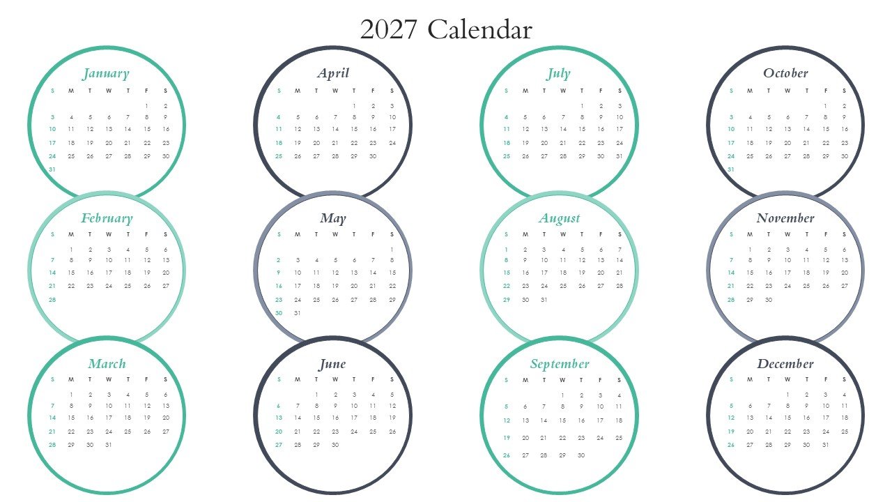 Editable 365 Days Calendar 2027 Planner PPT Template and Google Slides