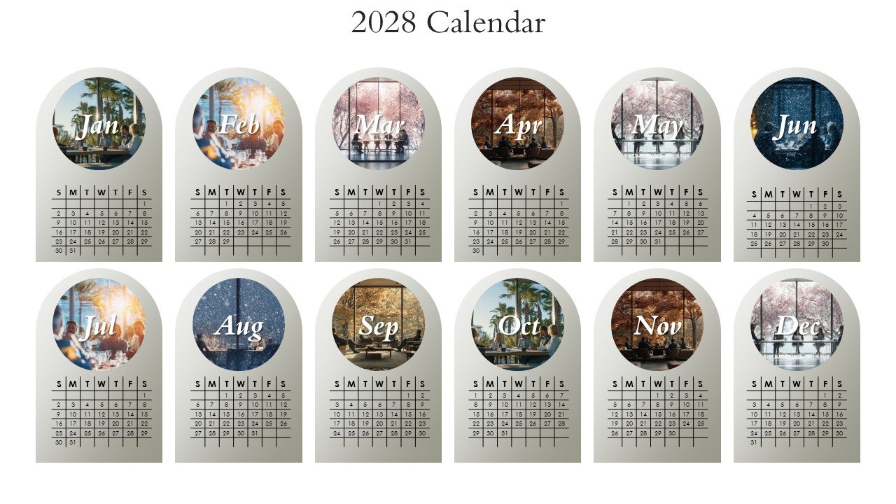 Editable 365 Days Calendar 2028 Planner PPT Template and Google Slides