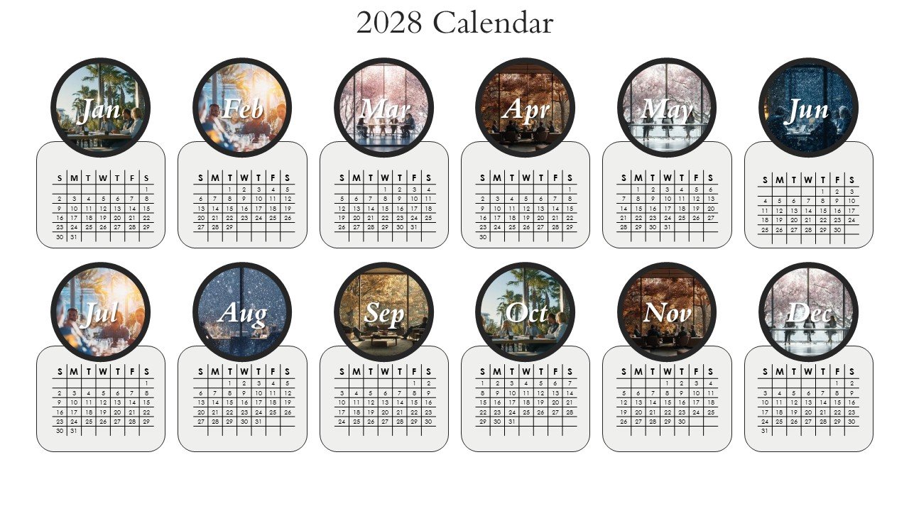 Editable 365 Days Calendar 2028 Planner PPT Template and Google Slides