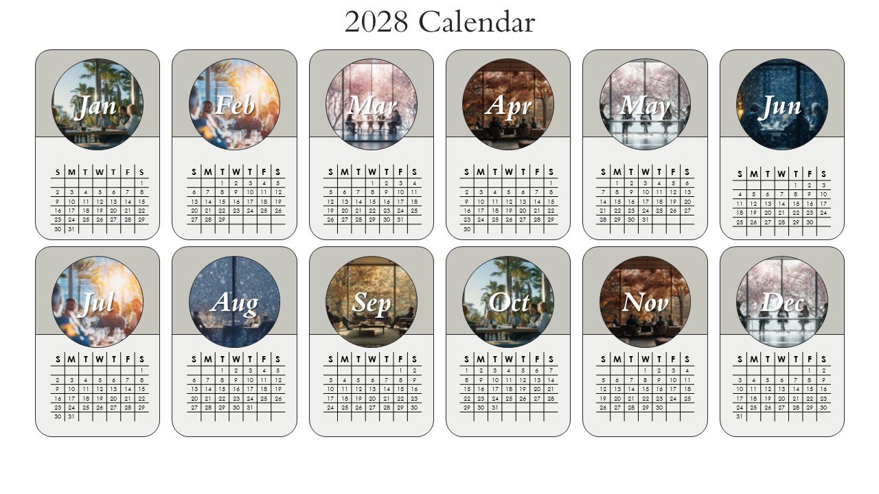 Editable 365 Days Calendar 2028 Planner PPT Template and Google Slides
