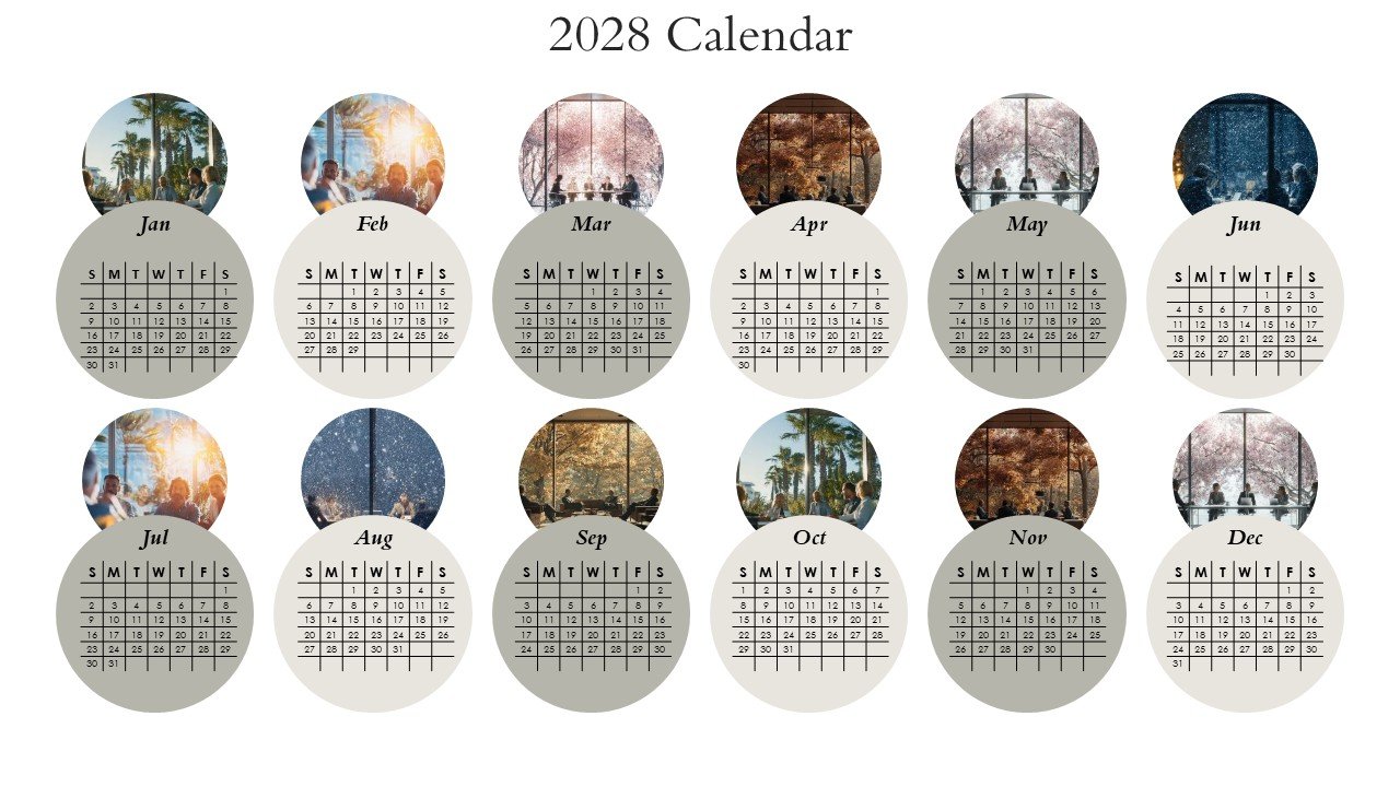 Editable 365 Days Calendar 2028 Planner PPT Template and Google Slides