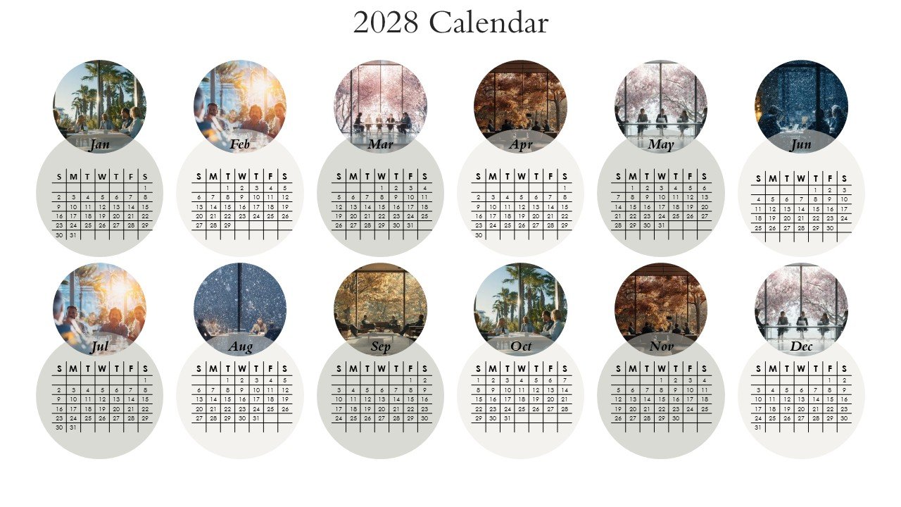 Editable 365 Days Calendar 2028 Planner PPT Template and Google Slides