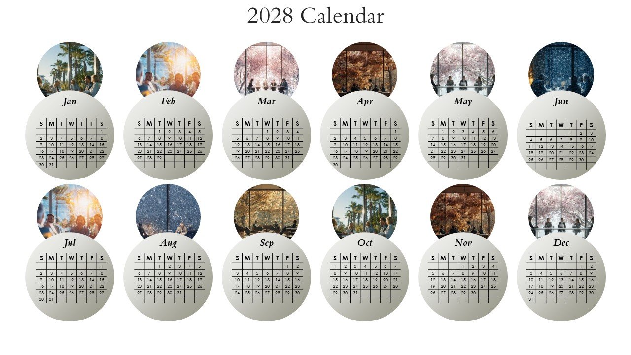 Editable 365 Days Calendar 2028 Planner PPT Template and Google Slides