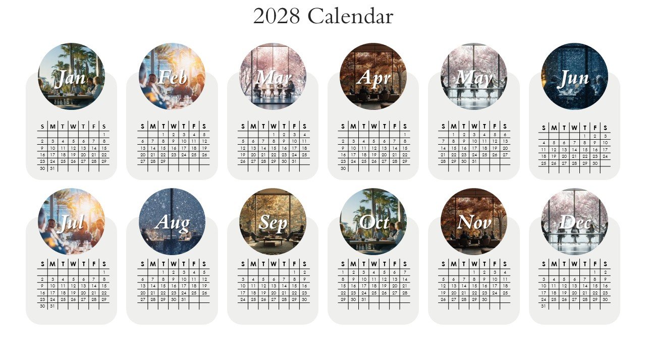 Editable 365 Days Calendar 2028 Planner PPT Template and Google Slides