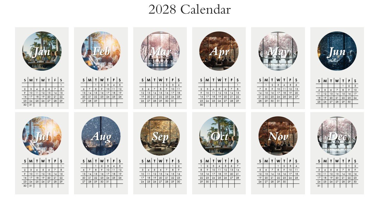 Editable 365 Days Calendar 2028 Planner PPT Template and Google Slides