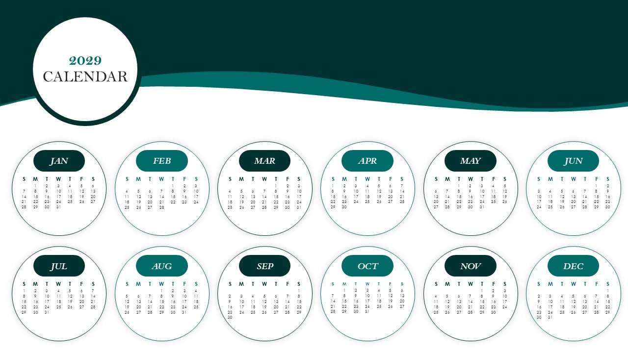 Editable 365 Days Calendar 2029 Planner PPT Template and Google Slides