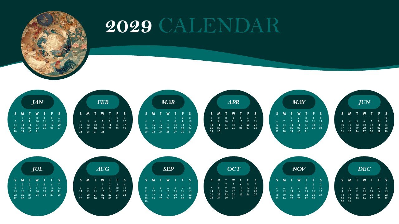 Editable 365 Days Calendar 2029 Planner PPT Template and Google Slides
