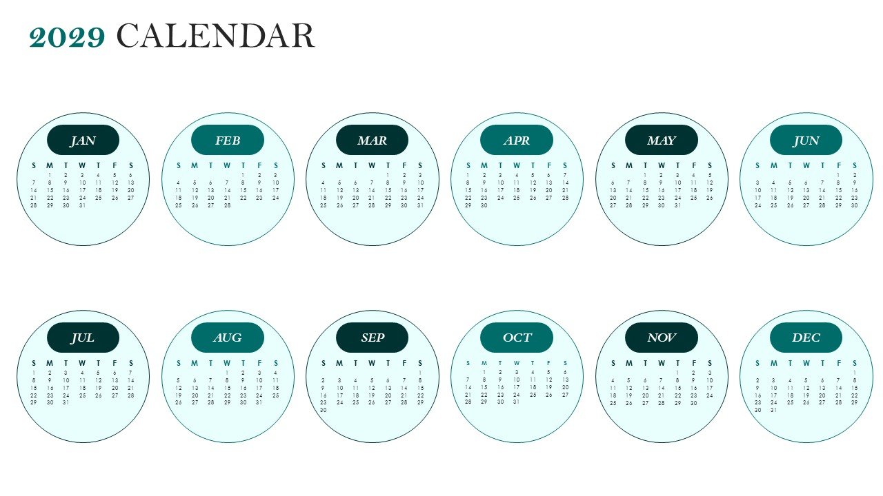 Editable 365 Days Calendar 2029 Planner PPT Template and Google Slides