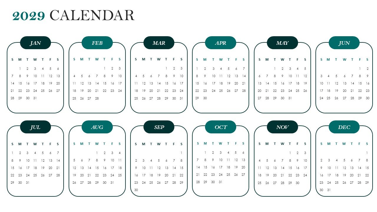 Editable 365 Days Calendar 2029 Planner PPT Template and Google Slides