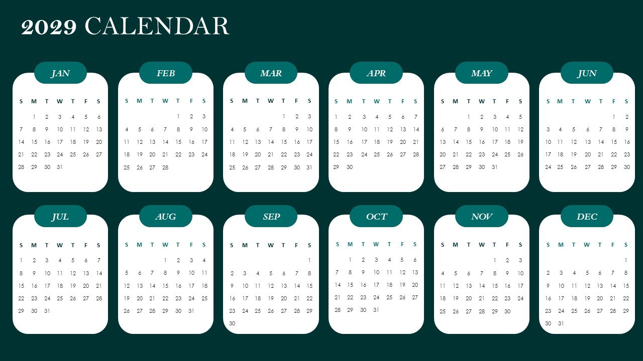 Editable 365 Days Calendar 2029 Planner PPT Template and Google Slides