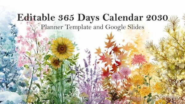 Editable 365 Days Calendar 2030 Planner PPT Template and Google Slides