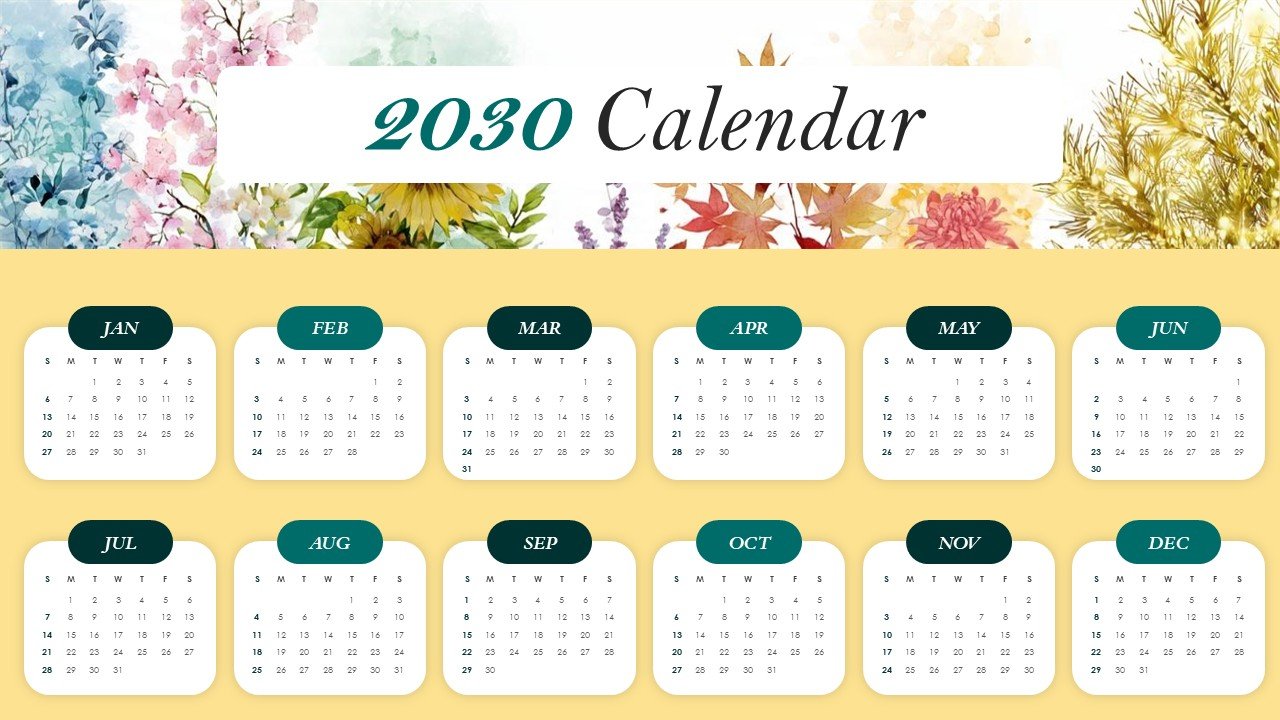 Editable 365 Days Calendar 2030 Planner PPT Template and Google Slides