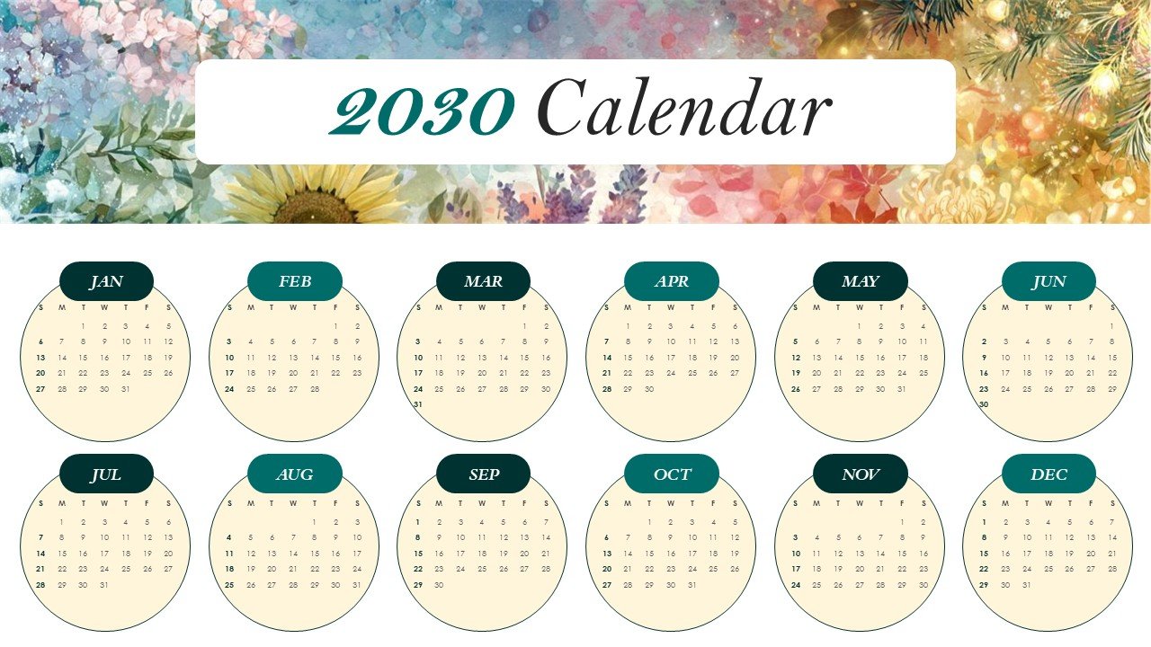 Editable 365 Days Calendar 2030 Planner PPT Template and Google Slides