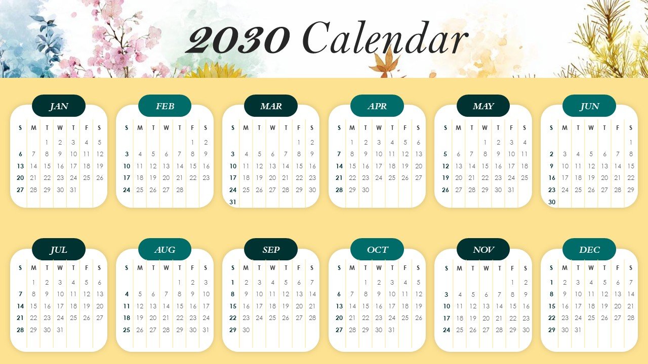 Editable 365 Days Calendar 2030 Planner PPT Template and Google Slides