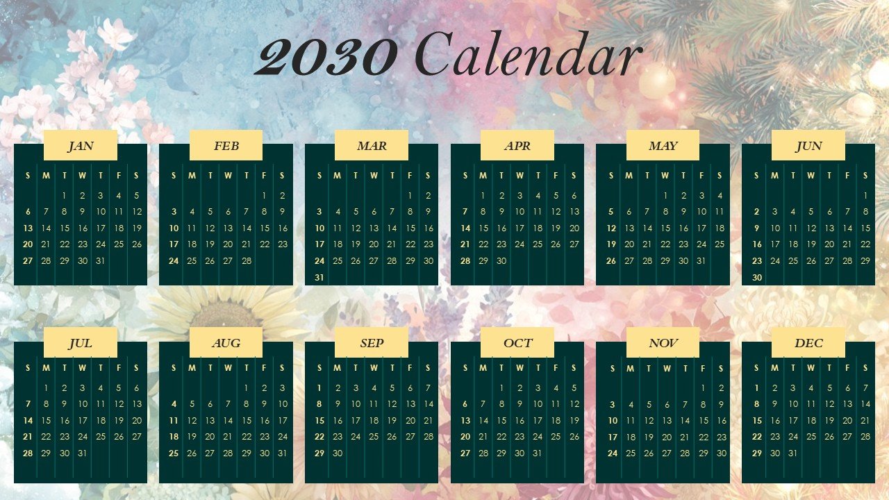 Editable 365 Days Calendar 2030 Planner PPT Template and Google Slides
