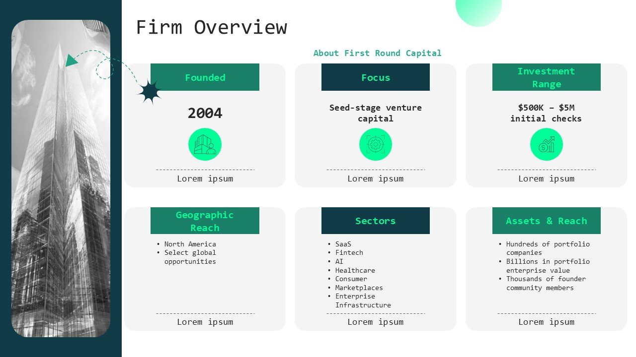 First Round Capital Startup Funding Pitch Deck Presentation PPT and Google Slides