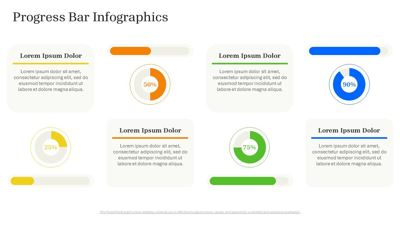 Progress Bar Infographics with Data Charts PPT and Google Slides