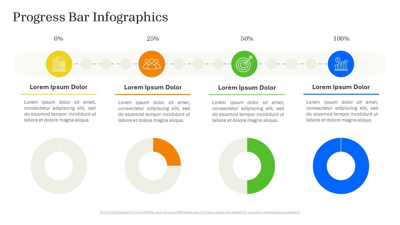 Progress Bar Infographics with Data Charts PPT and Google Slides