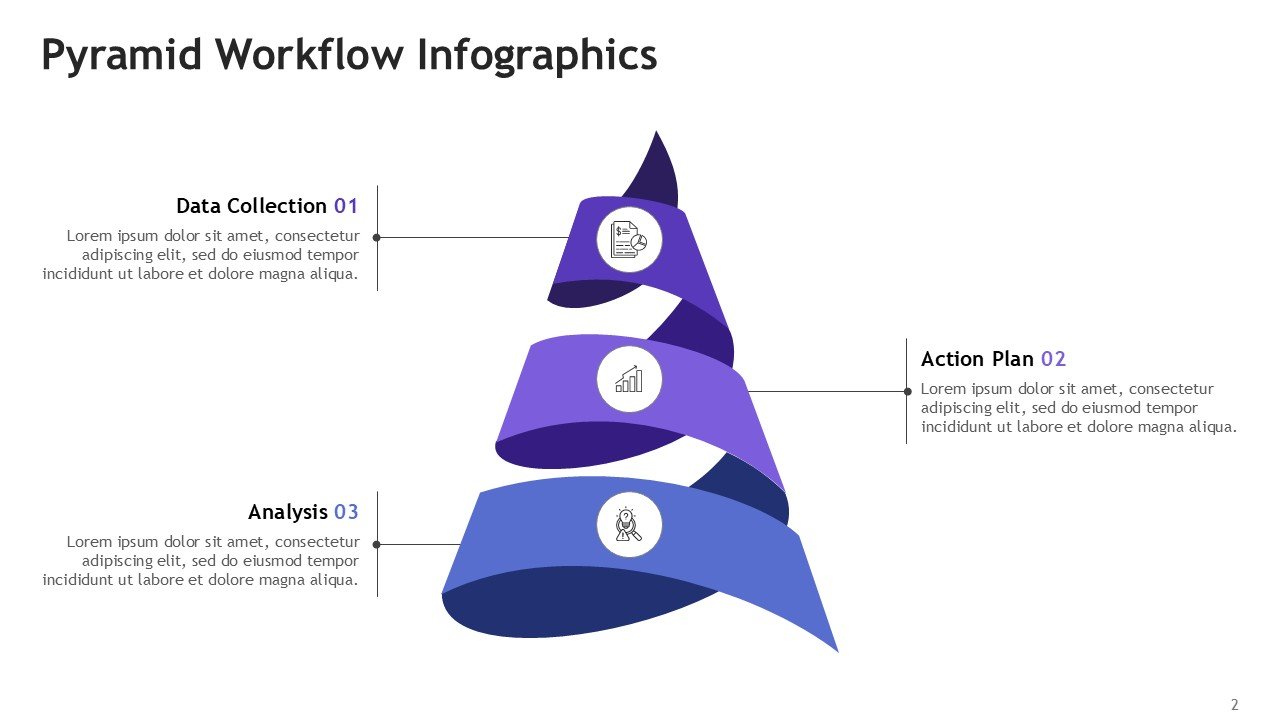 Pyramid Workflow Infographics Fully Customizable PPTX